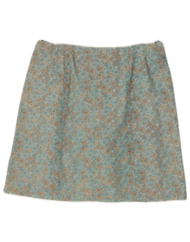 Vintage ženska mini suknja W30 srednje zelene cvjetne boje