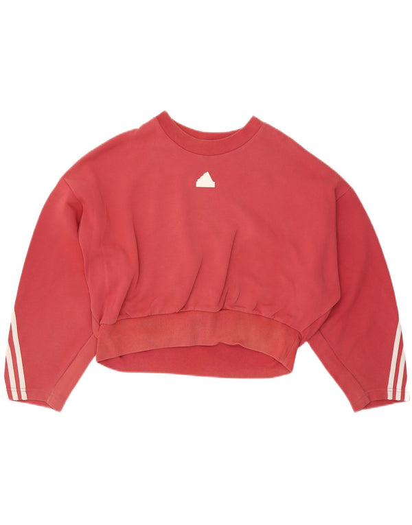 ADIDAS ženska majica s kratkim rukavima šišmiša UK 12/14 Srednje crveni pamuk