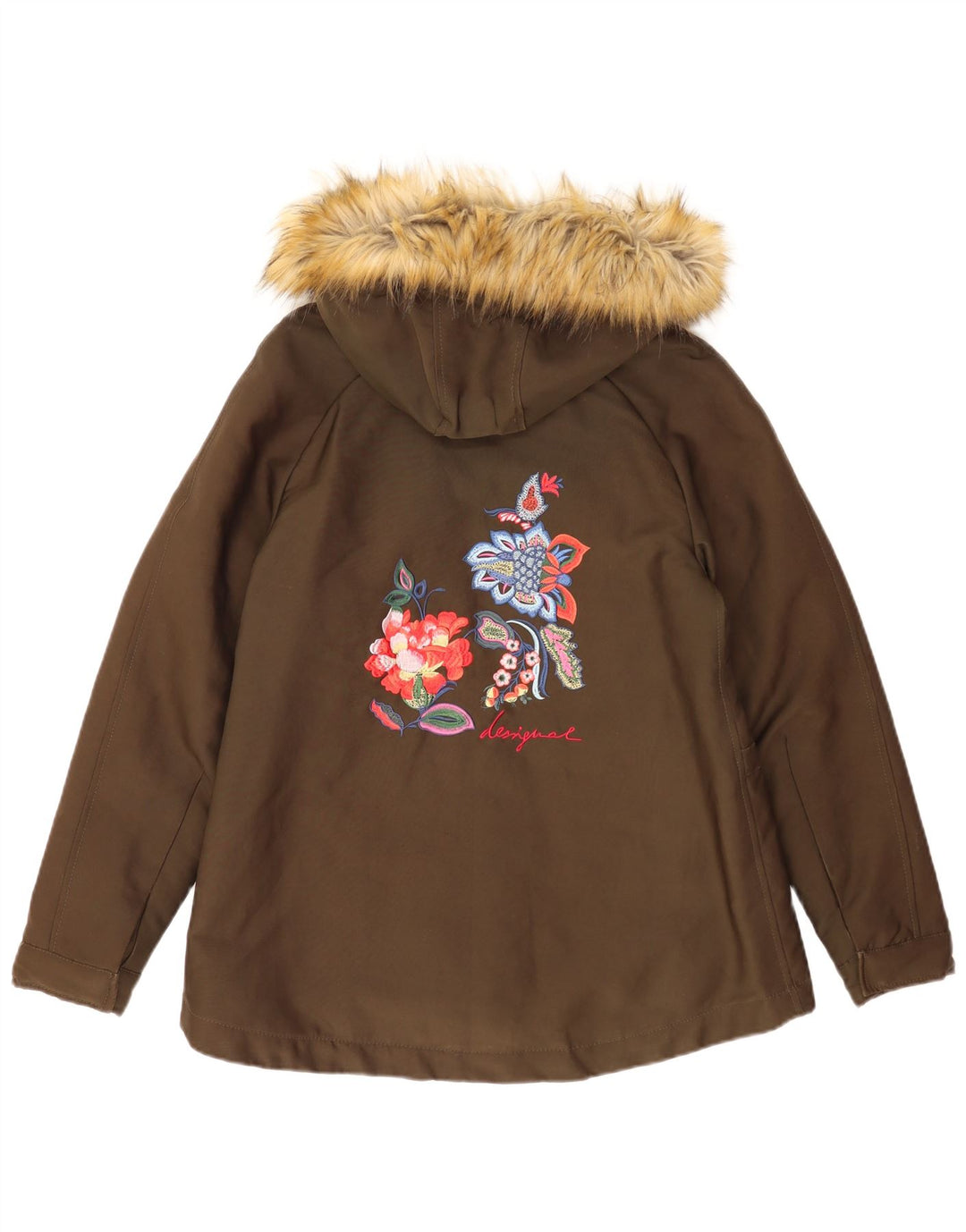 Ženska parka jakna s kapuljačom Desigual, EU 38, srednji kaki pamuk