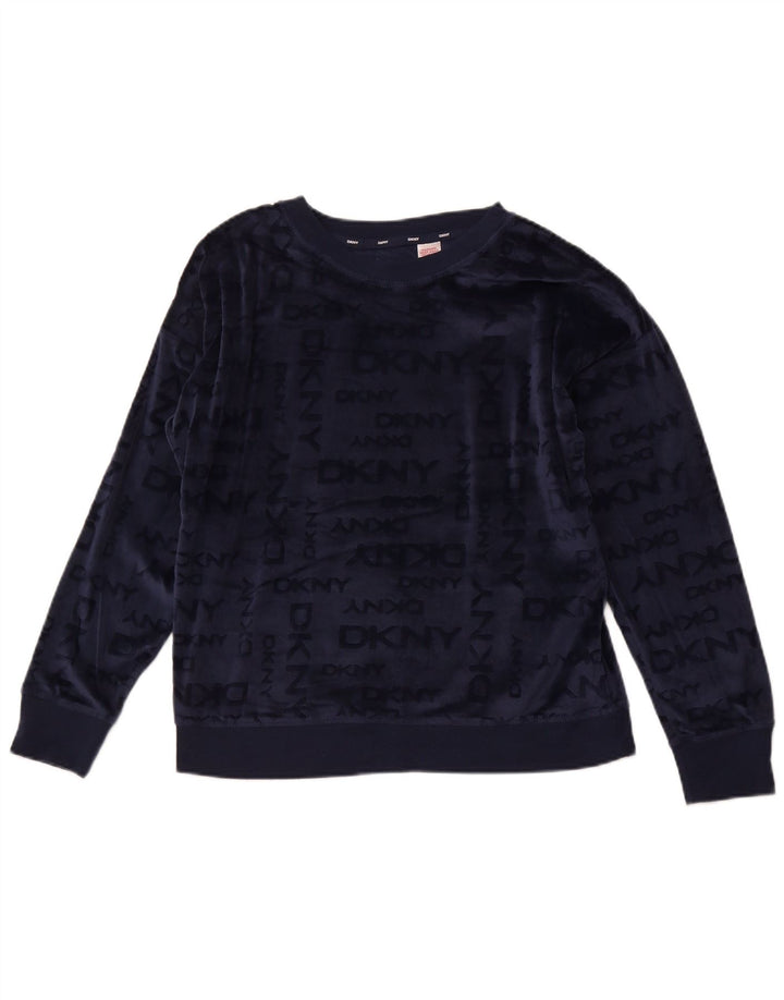 DKNY ženski džemper od flisa s grafičkim motivima UK 14 Srednji tamnoplavi poliester