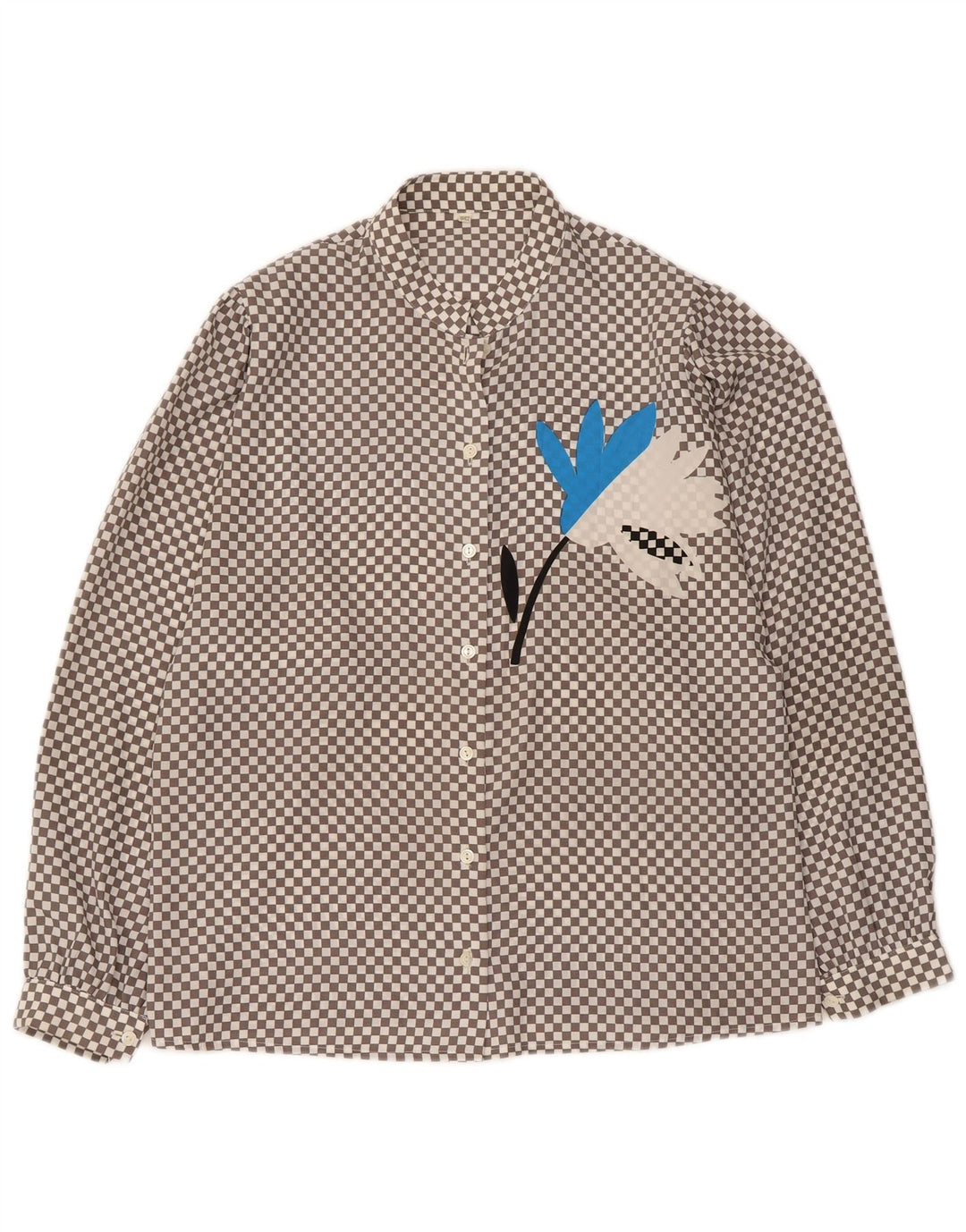 Vintage ženska košulja bluza UK 16 veliki sivi geometrijski poliester