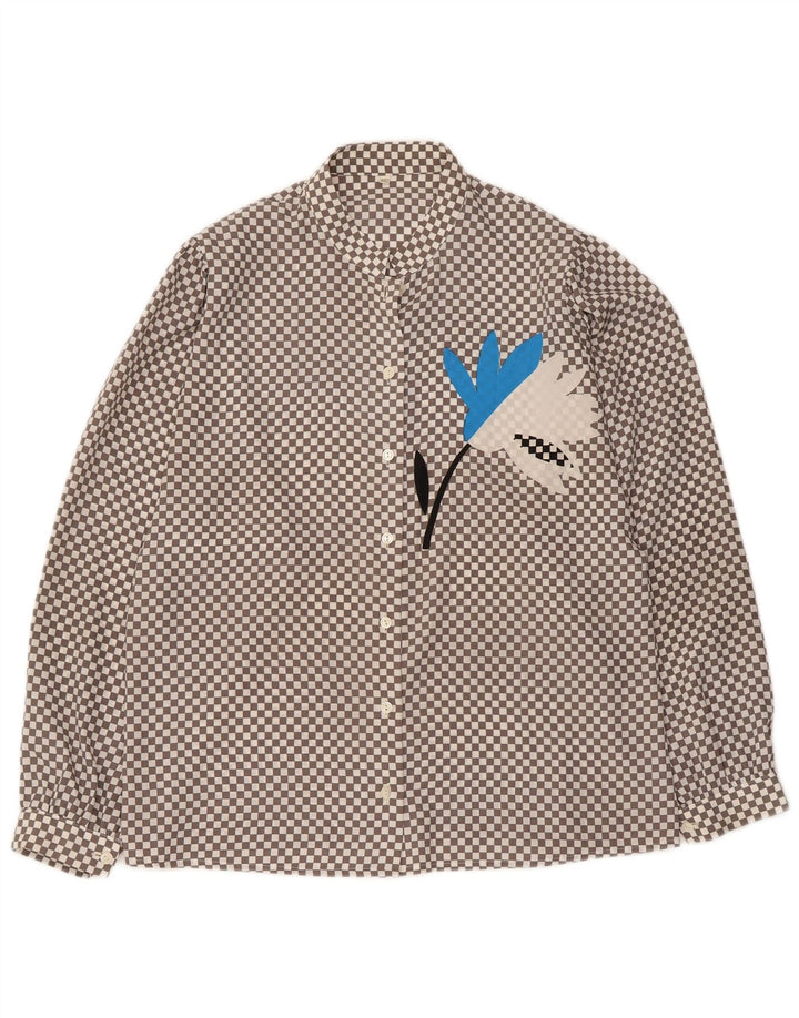 Vintage ženska košulja bluza UK 16 veliki sivi geometrijski poliester
