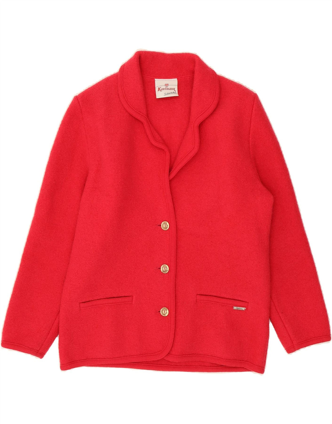KAUFMANN Womens 3 Button Blazer Jacket IT 46 Large Red Wool Vintage Kaufmann and Second-Hand Kaufmann from Messina Hembry 