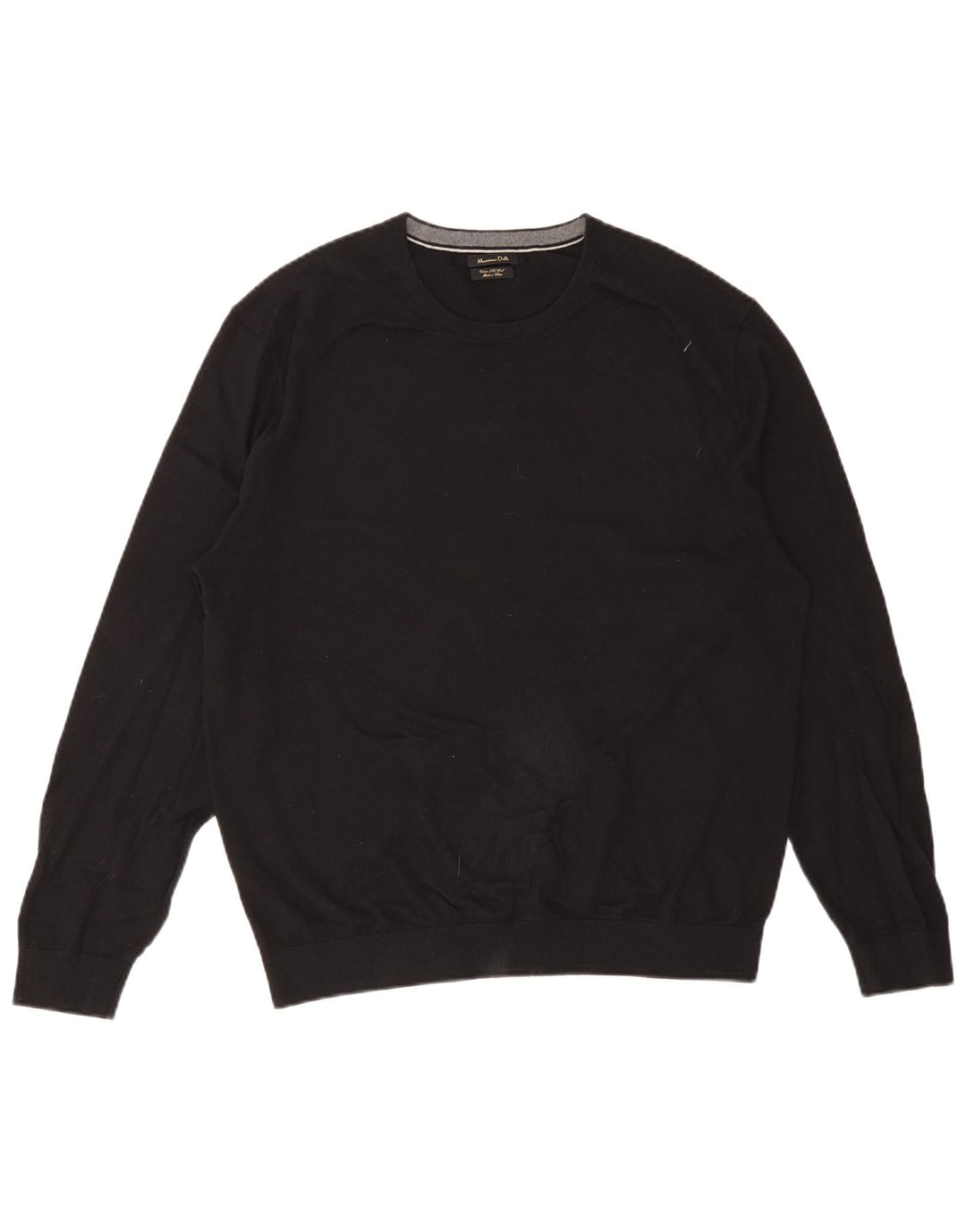 Massimo Dutti muški pulover s okruglim izrezom 2XL crni pamuk
