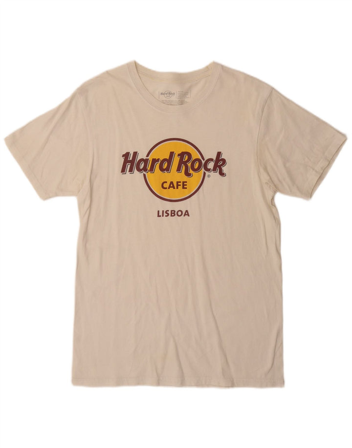 Hard Rock Cafe muška majica kratkih rukava Lisboa Graphic T-Shirt Srednje bijelog pamuka