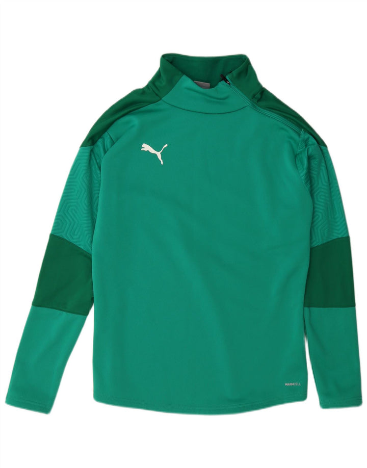 Puma muška dukserica s izrezom na patentni zatvarač, poliester srednje zelene boje