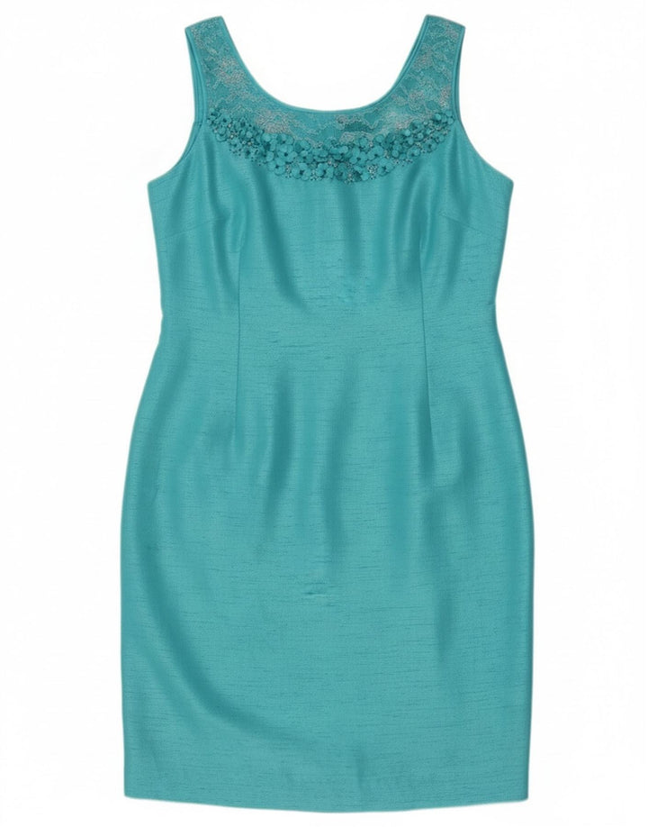 Jacques Vert ženska plašta haljina bez rukava UK 14 Srednje plavi poliester