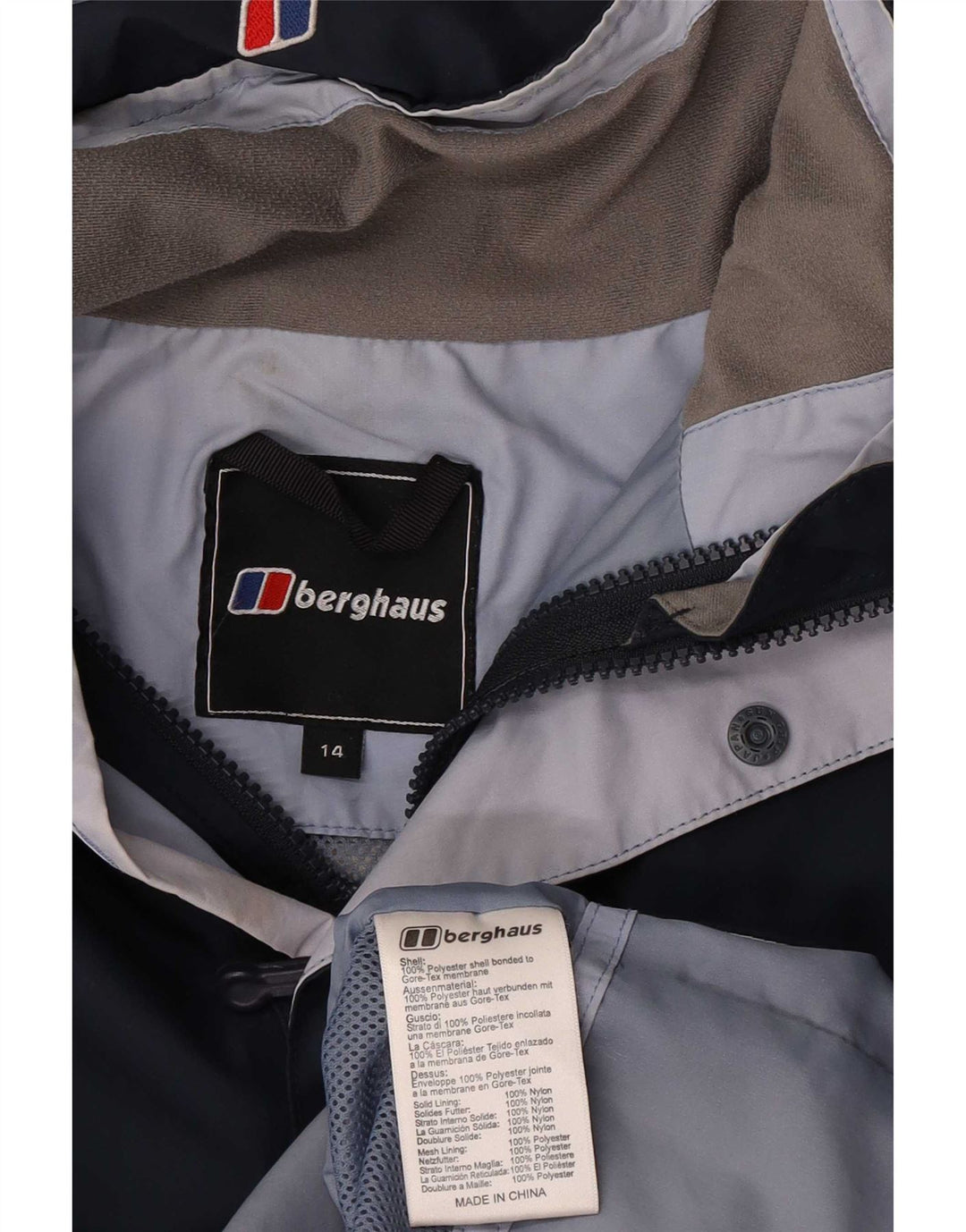Berghaus ženska kišna jakna s kapuljačom UK 14 veliki tamnoplavi poliester
