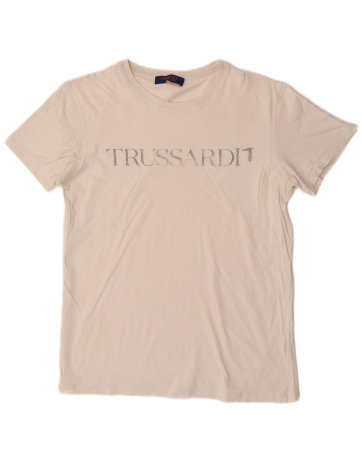 Trussardi Jeans muška majica kratkih rukava s grafičkim motivima srednje bijele boje