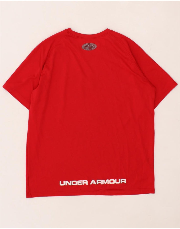 UNDER ARMOUR Womens Graphic T-Shirt Top UK 14 Medium Red Polyester Vintage Under Armour and Second-Hand Under Armour from Messina Hembry 