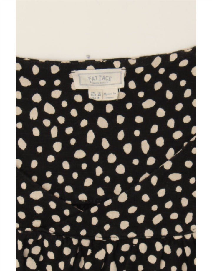 FAT FACE Womens Longline Blouse Top UK 12 Medium Black Spotted Vintage Fat Face and Second-Hand Fat Face from Messina Hembry 