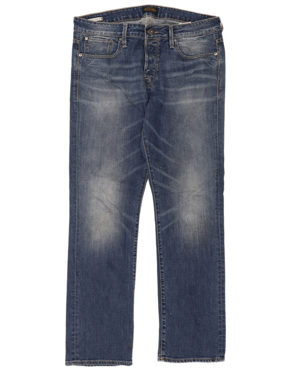 Jack & Jones Mens Clark Regular Fit Straight Jeans W36 L32 Plavi pamuk