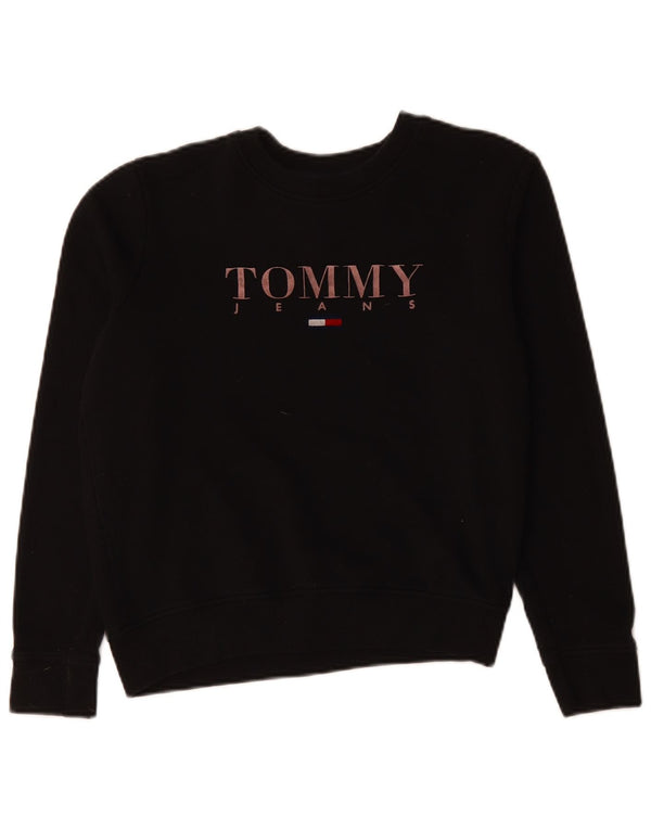 TOMMY HILFIGER Ženska prevelika majica s kratkim rukavima UK 10 Small Black