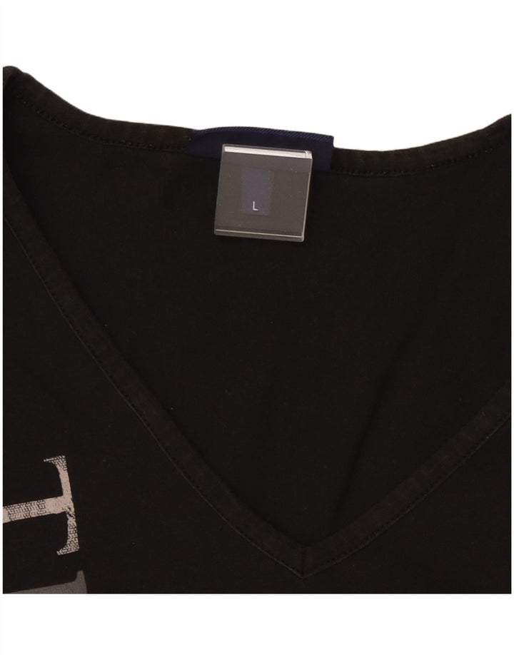 TRUSSARDI JEANS Ženska skraćena majica dugih rukava s grafikom UK 14 Velika crna