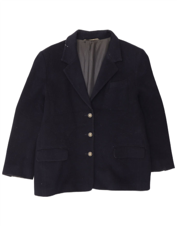 LIBRA Womens 3 Button Blazer Jacket UK 18 XL Navy Blue Wool