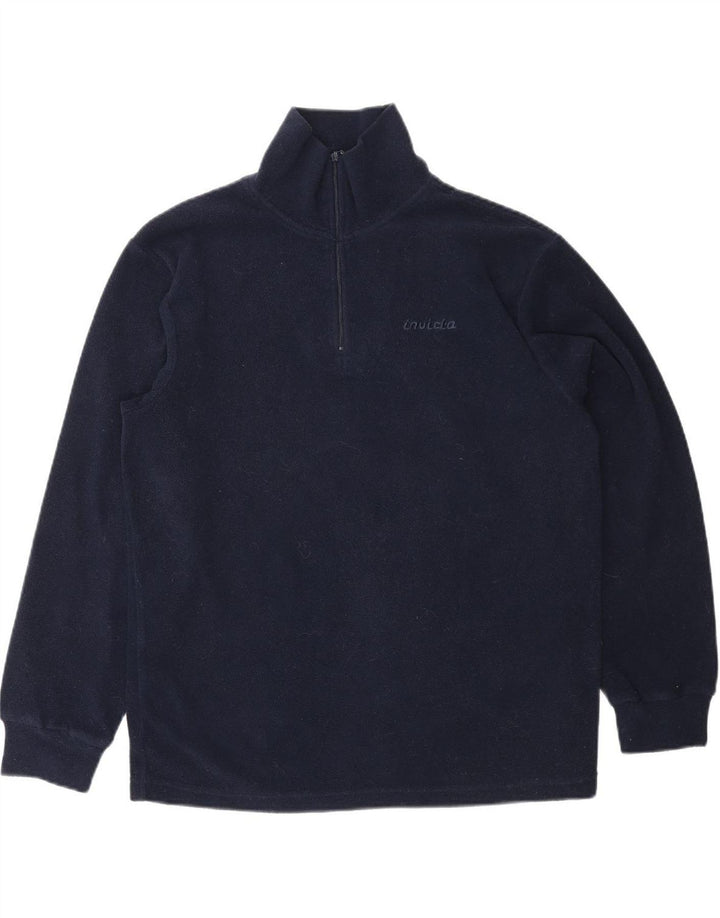 INVICTA Womens Zip Neck Fleece Jumper UK 14 Large  Navy Blue Polyester