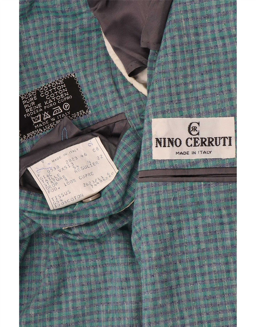 Nino Cerruti muška jakna sa 2 gumba IT 54 2XL plavi karirani pamuk