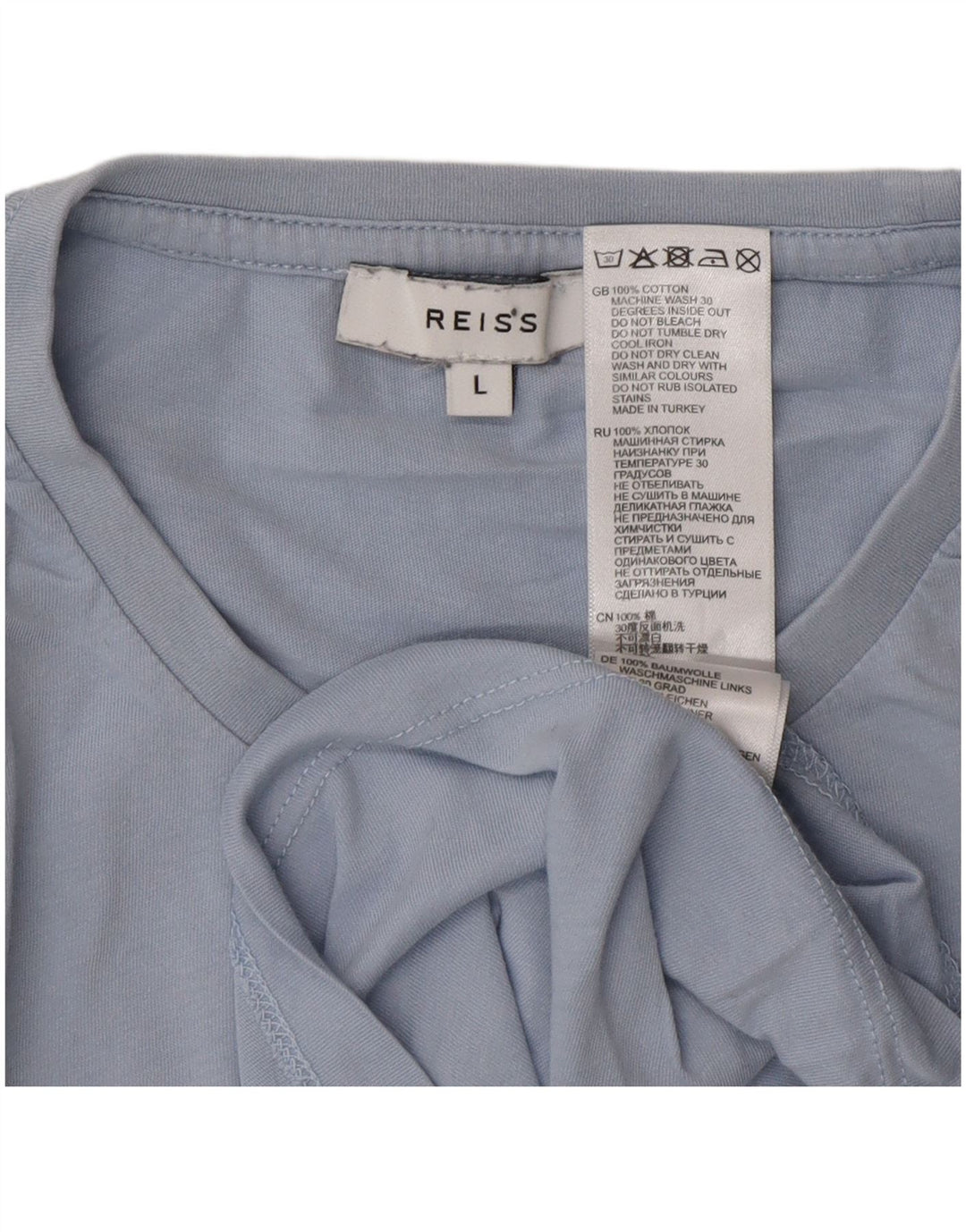 Reiss Muška majica kratkih rukava Large Blue Cotton