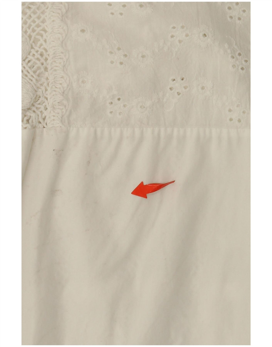 VINTAGE Ženska košulja bluza 3/4 rukava UK 14 Srednje bijeli cvjetni pamuk