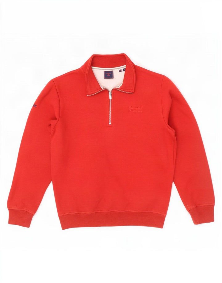 Superdry muška majica s izrezom i srednjim crvenim pamukom