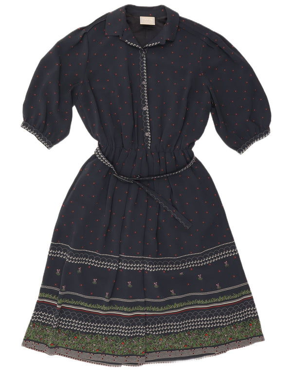 RALPH ženska haljina A-kroja s 3/4 rukavima EU 46 XL tamnoplava cvjetna poliesterska haljina