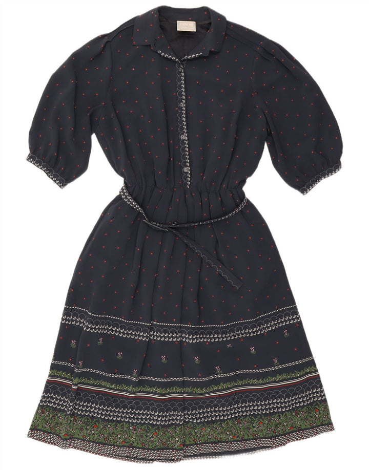 RALPH ženska haljina A-kroja s 3/4 rukavima EU 46 XL tamnoplava cvjetna poliesterska haljina