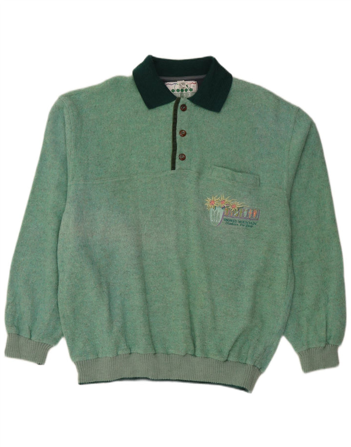 DIADORA Muški pulover s polo ovratnikom, veliki zeleni vuneni