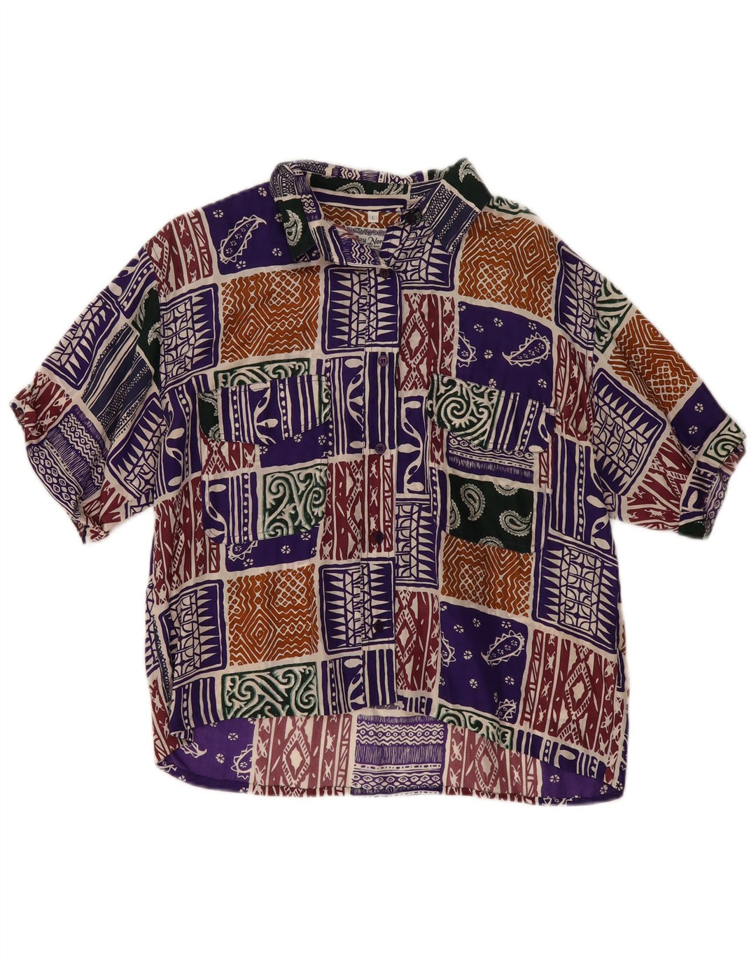 Vintage ženska košulja bluza UK 16 Veliki raznobojni patchwork