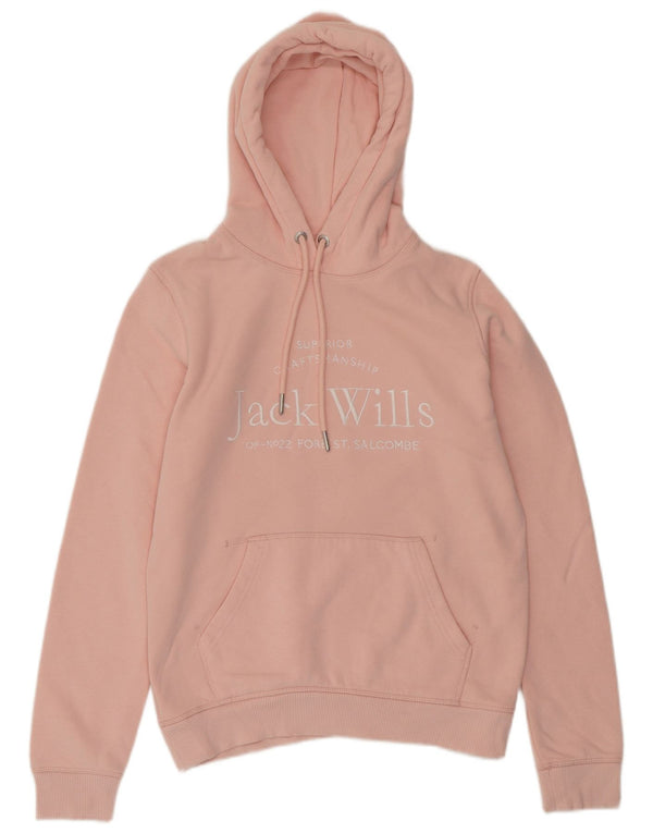 JACK WILLS Ženska velika majica s kapuljačom s kapuljačom UK 8 Mala, ružičasta pamučna