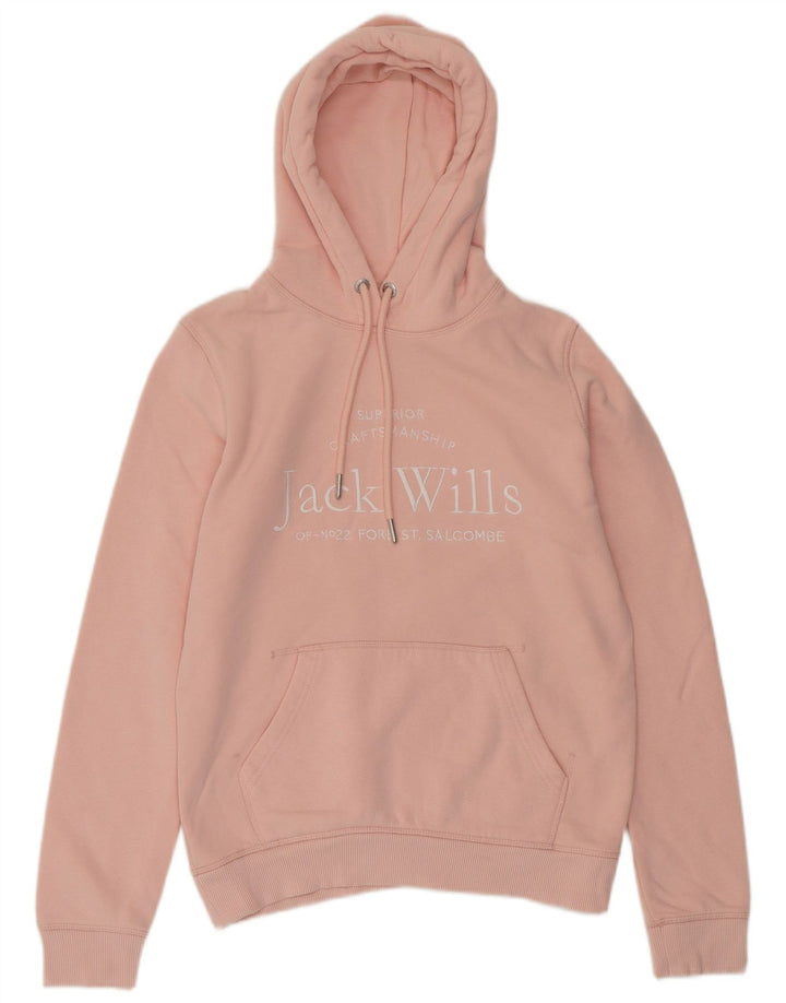 JACK WILLS Ženska velika majica s kapuljačom s kapuljačom UK 8 Mala, ružičasta pamučna