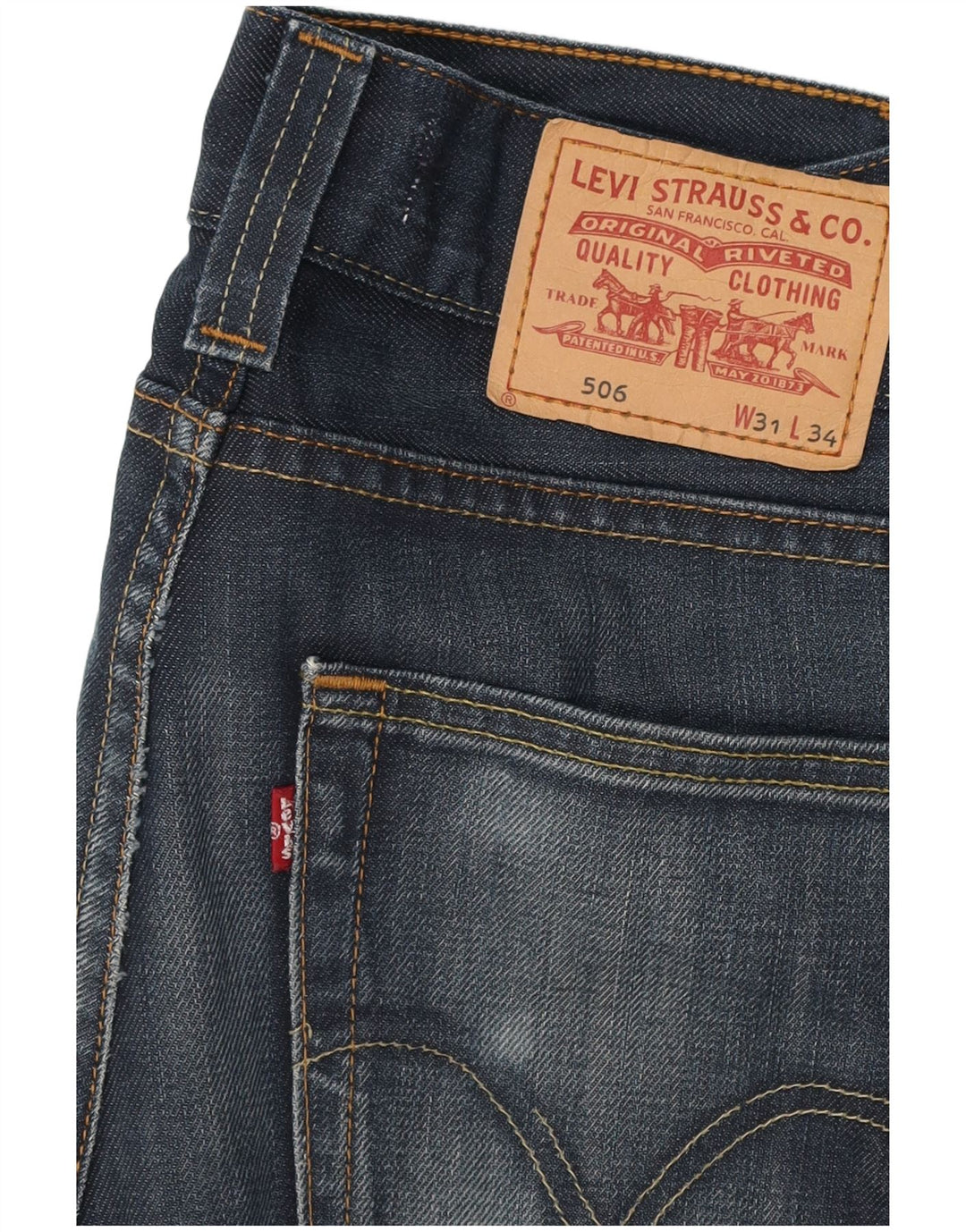LEVI'S Mens 506 Standardne ravne traperice W31 L30 Plavi pamuk