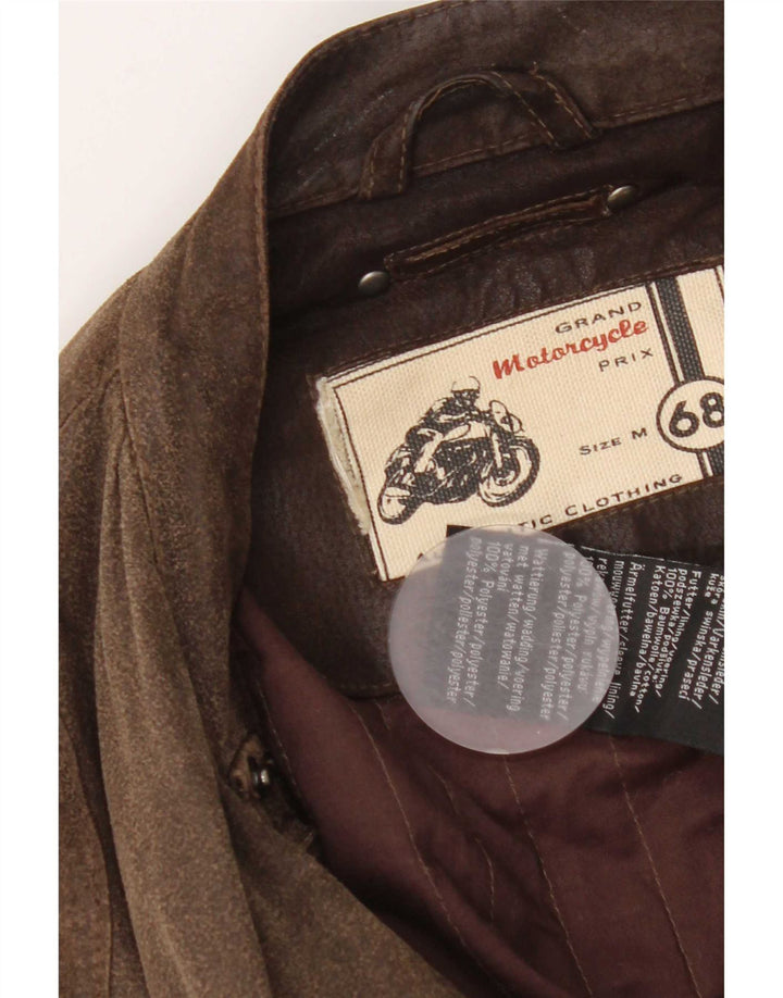 Vintage muška motociklistička kožna pomoćna jakna UK 38 srednje smeđa