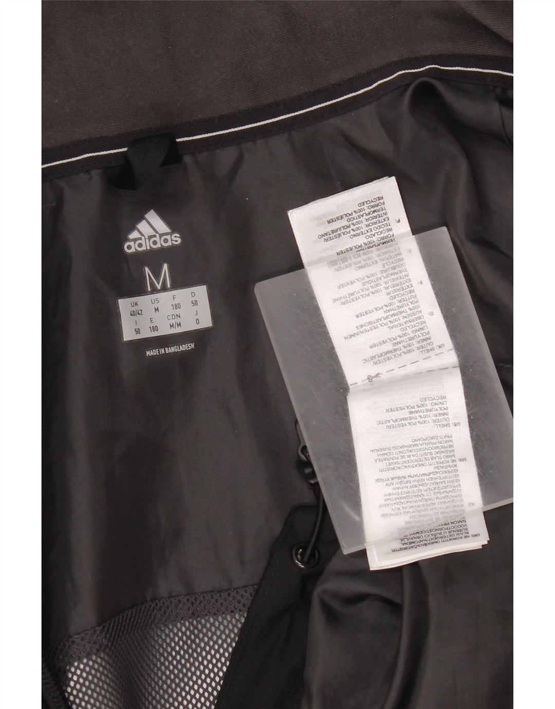 Adidas muška kišna jakna s kapuljačom otporna na klimatske uvjete UK 40/42 Srednje crni poliester