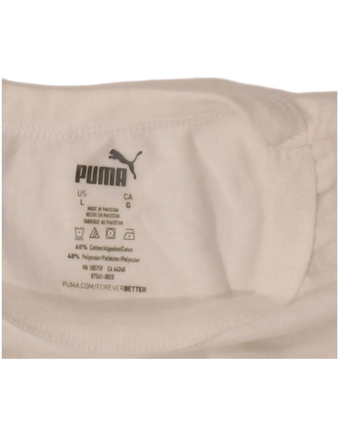 PUMA Mens T-Shirt Top Large White Cotton
