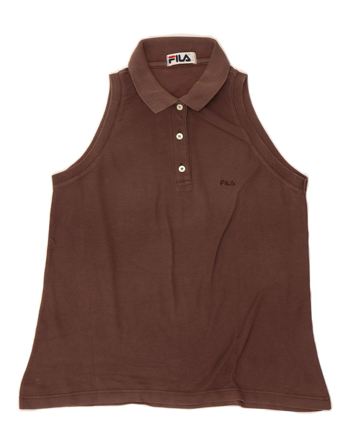 FILA Womens Sleeveless Polo Shirt US 10 Large Brown Vintage Fila and Second-Hand Fila from Messina Hembry 