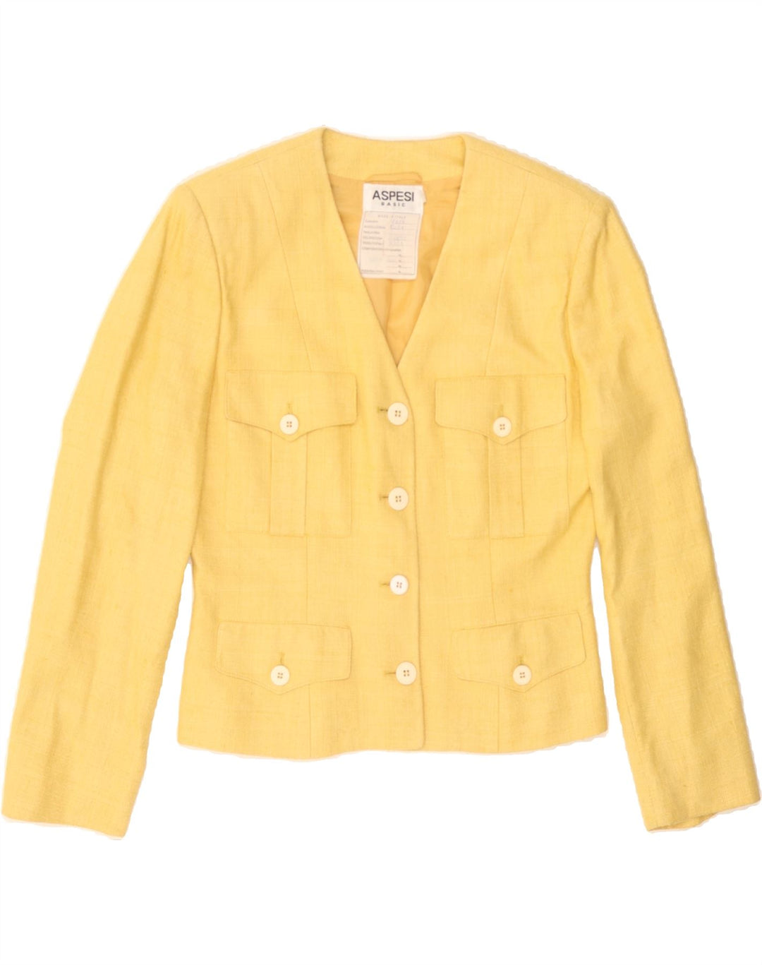 ASPESI Womens 4 Button Blazer Jacket IT 42 Medium Yellow Vintage Aspesi and Second-Hand Aspesi from Messina Hembry 