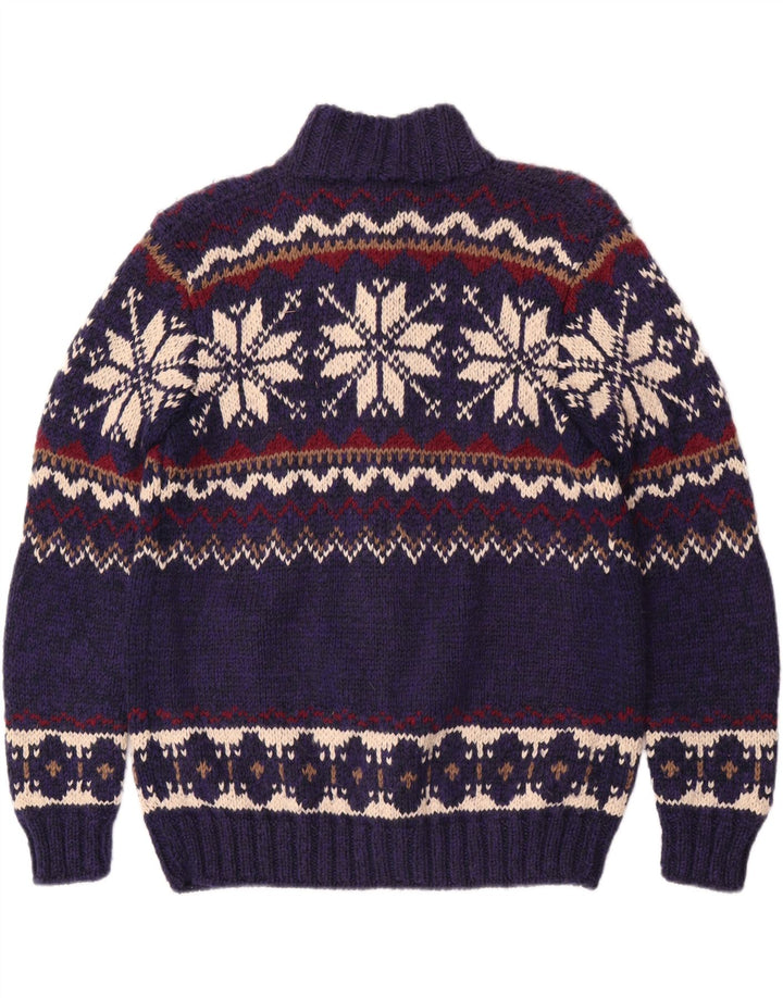 Vintage muški kardigan džemper srednje plave boje Fair Isle