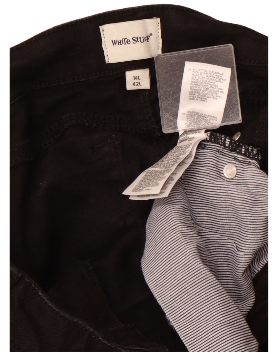 WHITE STUFF Ženske uske traperice visokog struka UK 14 Large W32 L29 crne