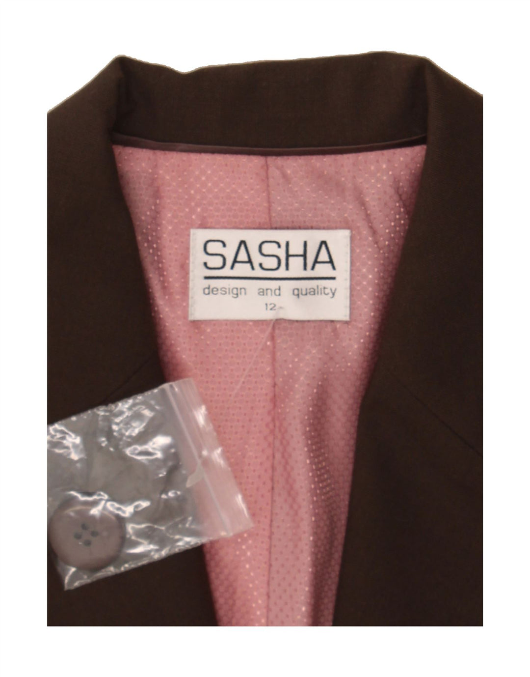 SASHA Womens 2 Button Blazer Jacket UK 12 Medium Brown Polyester Vintage Sasha and Second-Hand Sasha from Messina Hembry 