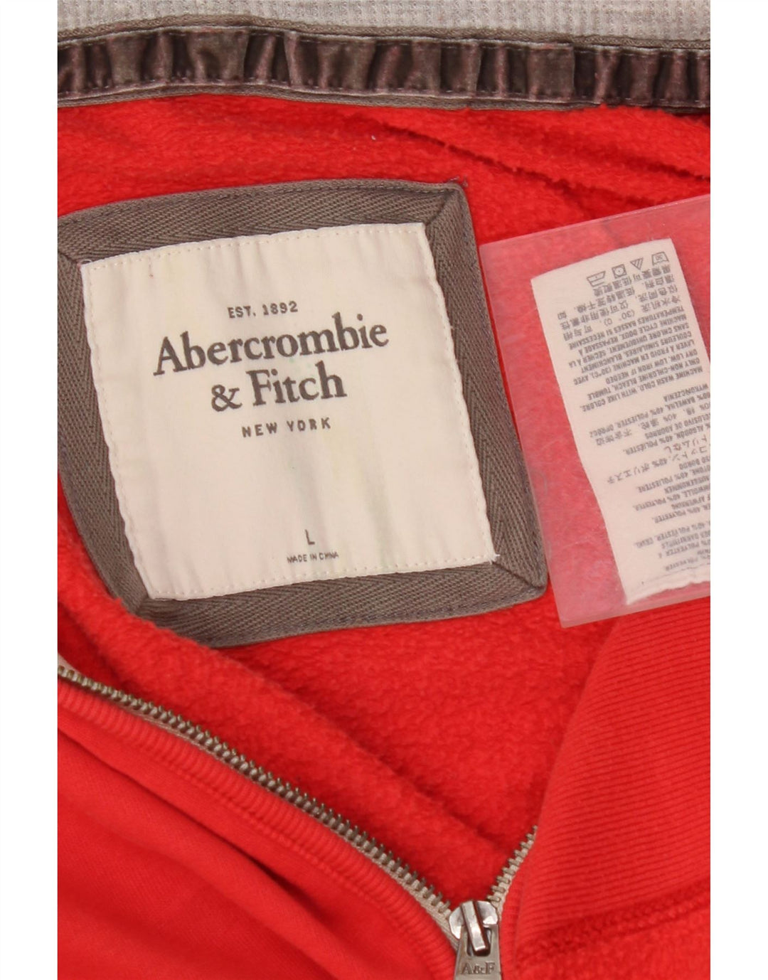 ABERCROMBIE & FITCH Ženska majica s kapuljačom s patentnim zatvaračem UK 16 Velika crvena