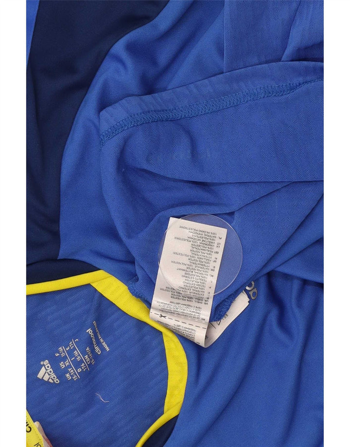 Adidas Boys Climacool T-Shirt Top 15-16 Years Blue Colourblock Poliester