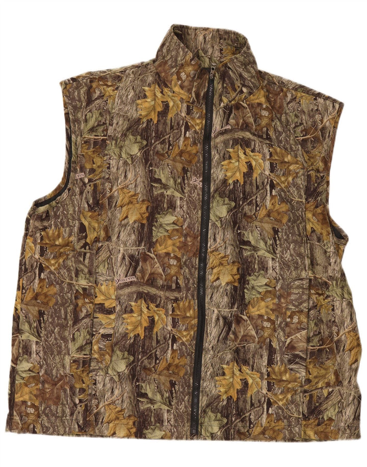 VINTAGE muška jakna s apstraktnim uzorkom UK 44 2XL poliester smeđe boje