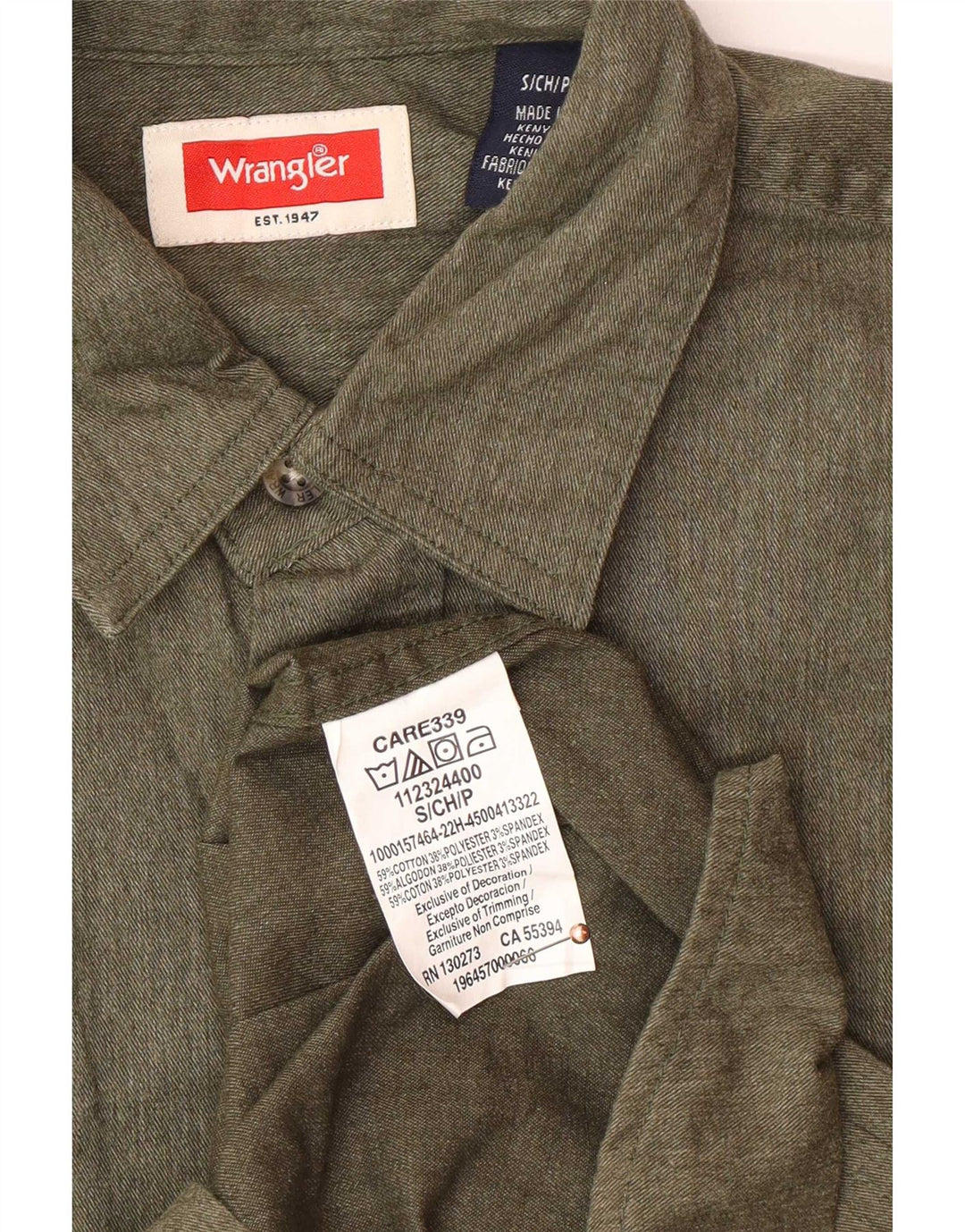 Wrangler muška košulja mala, kaki pamuk