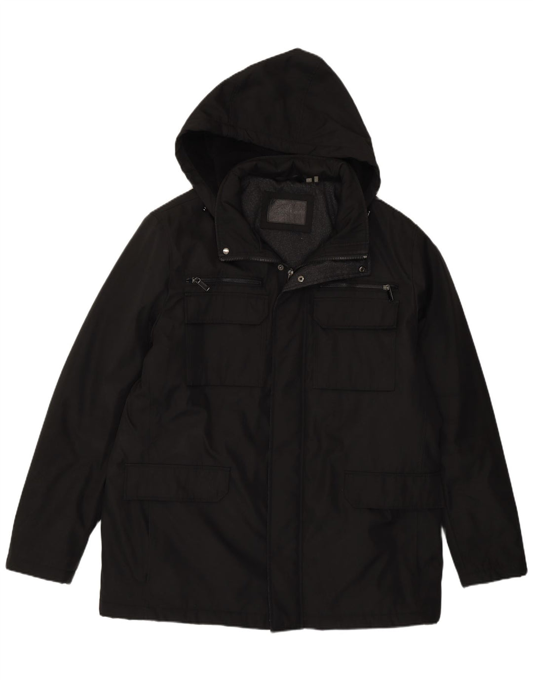 Calvin Klein muška pomoćna jakna s kapuljačom UK 40 veliki crni poliester