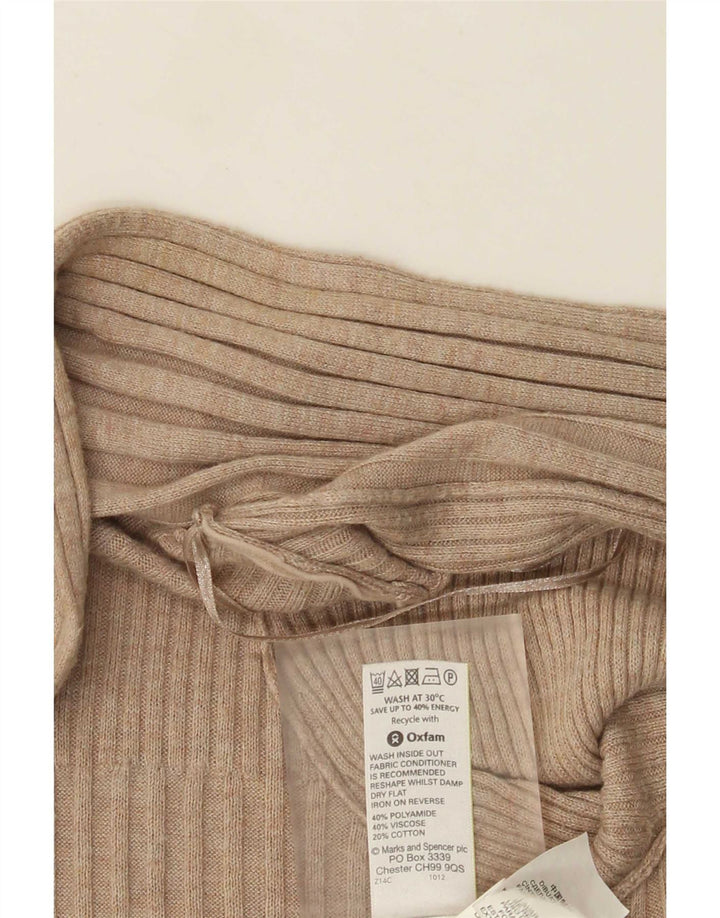 Marks & Spencer ženski otvoreni kardigan pulover UK 14 Srednje bež