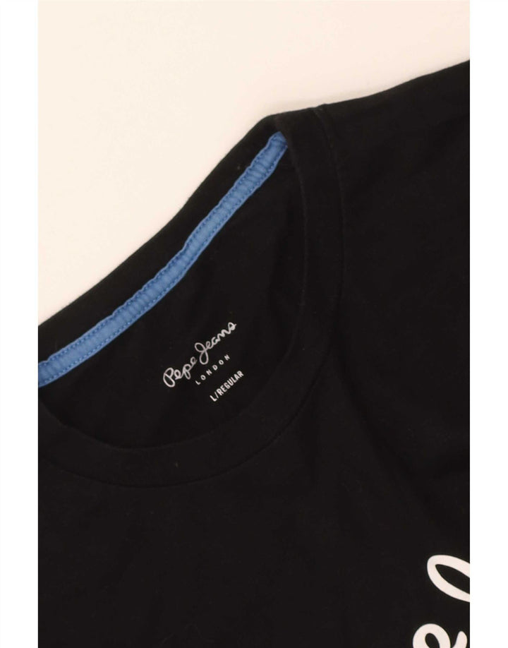 PEPE Jeans Muške Regular Graphic Top dugih rukava Veliki crni