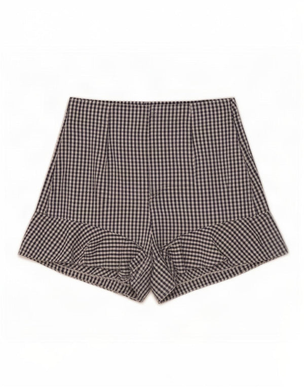 Zara ženske kratke hlače visokog struka XS W24 tamnoplavi gingham