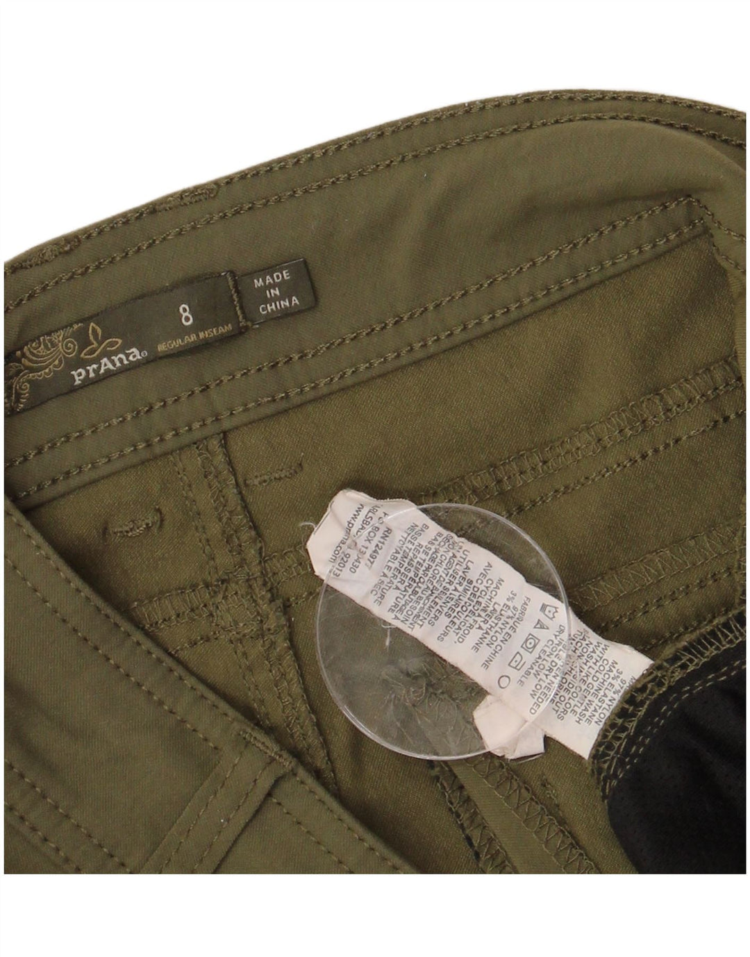PRANA Ženske ravne kargo hlače US 8 srednje W32 L31 Kaki najlon