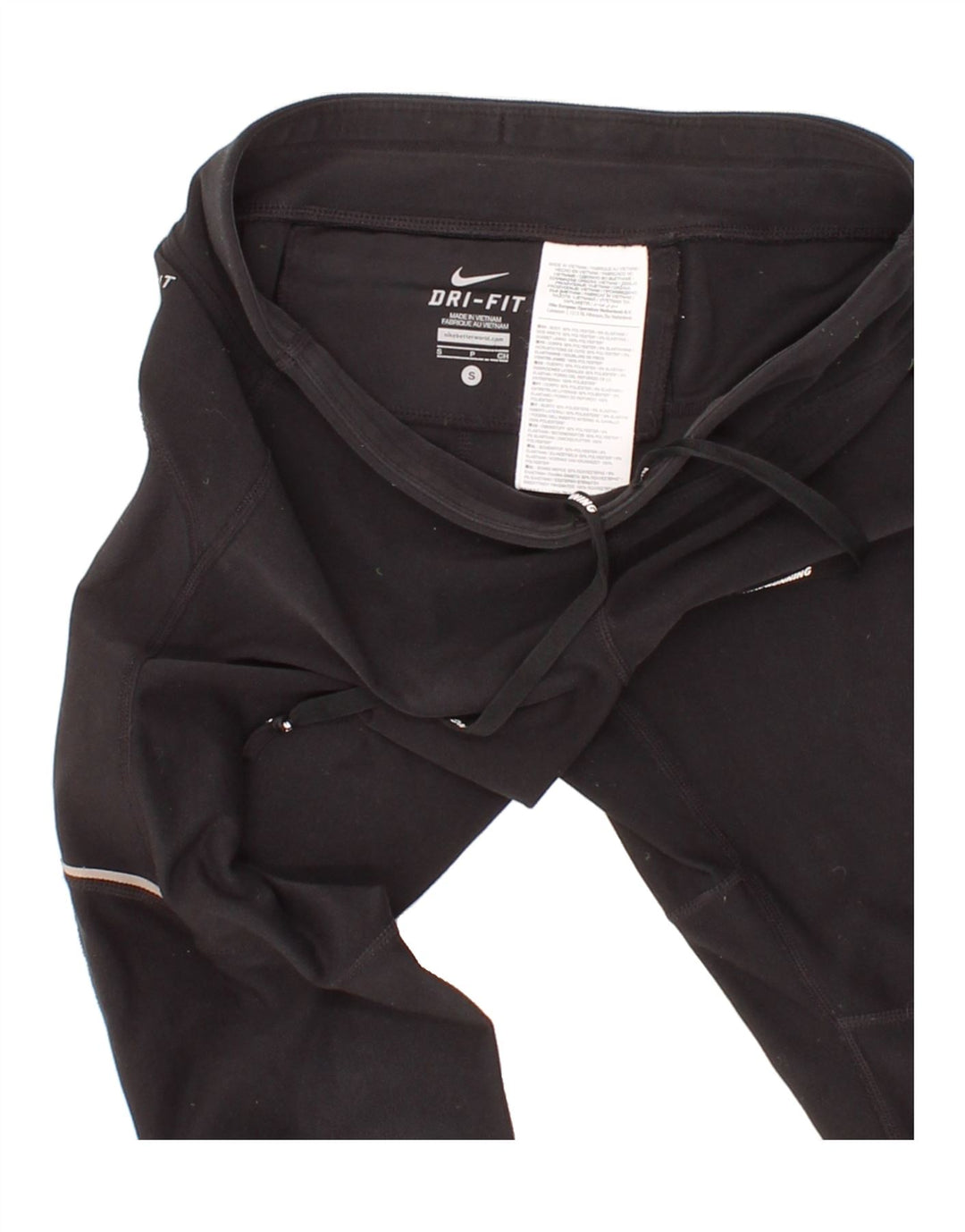NIKE Womens Dri Fit Capri Tracksuit Trousers UK 10 Small  Black Polyester Vintage Nike and Second-Hand Nike from Messina Hembry 