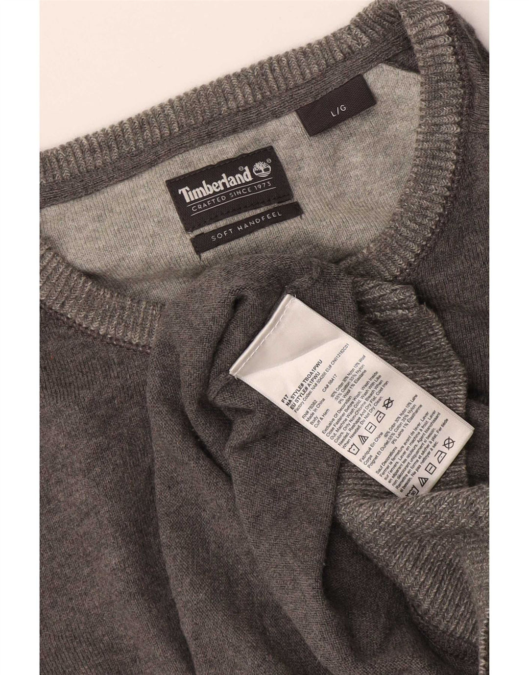 Timberland muški pulover s okruglim izrezom, veliki sivi pamuk